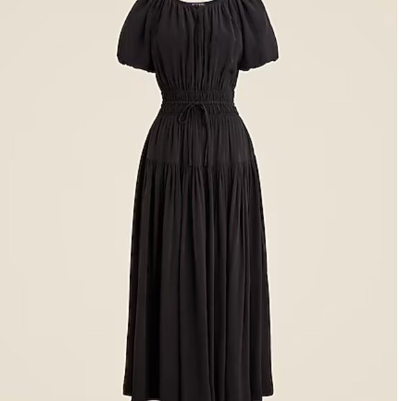 J. Crew Elena Puff Sleeve Black Dress - NWT - Picture 6 of 9